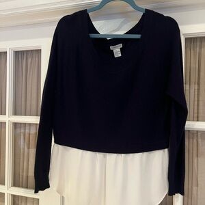 Navy Layered Crop Blouse